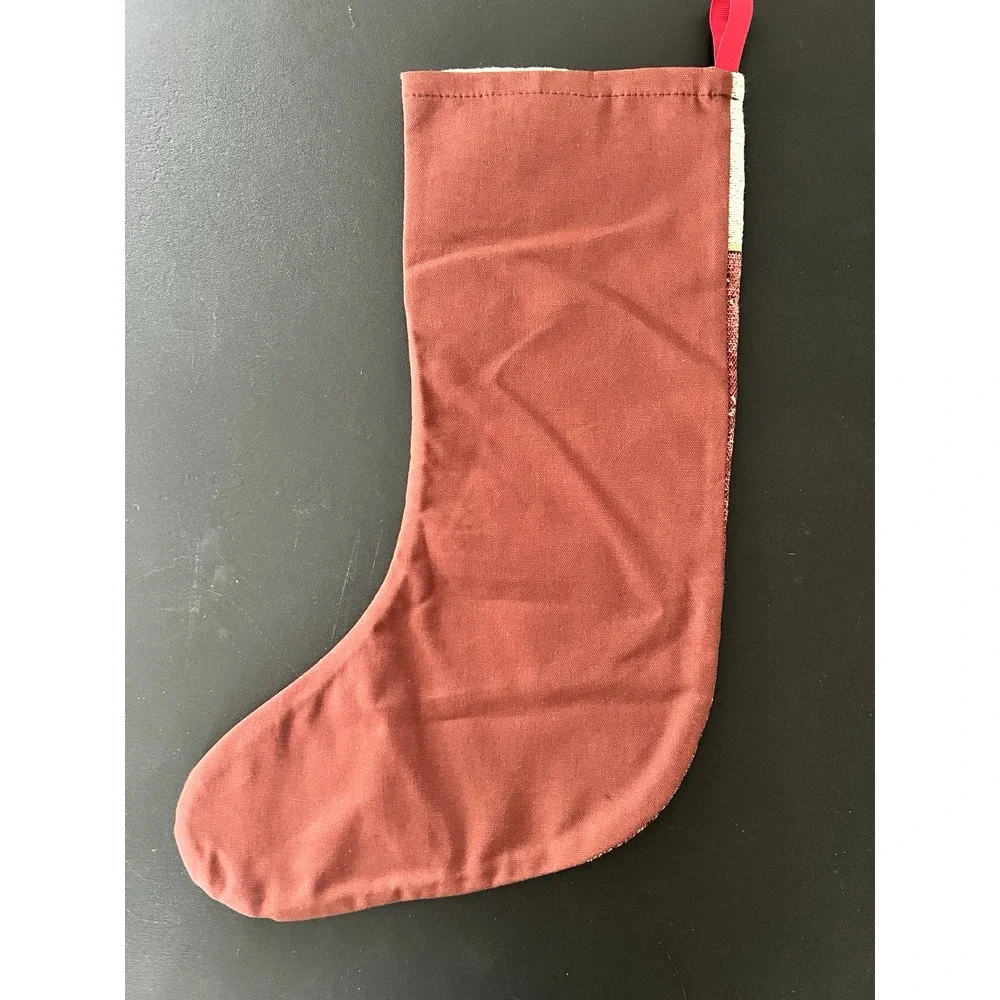 Manual Woodworkers & Weavers Jacquard Poinsettia Christmas Stocking USA NWT New